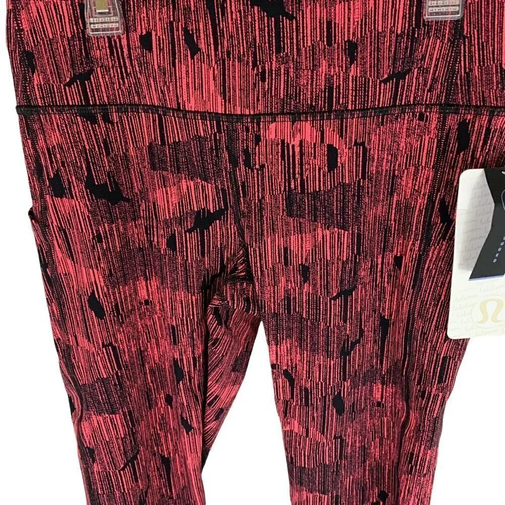 Lululemon Women's Size 8 Pace Rival Crop Leggings Down Pour Electric Coral Black